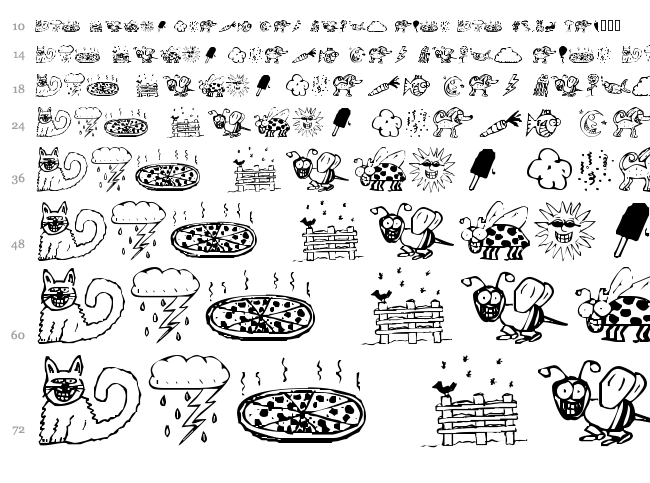 KR Silly Art font waterfall